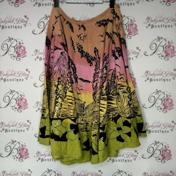 RDI Hawaii skirt sequin ombrΓ© pink orange yellow green sparkly shimmer volcano - Picture 11 of 15